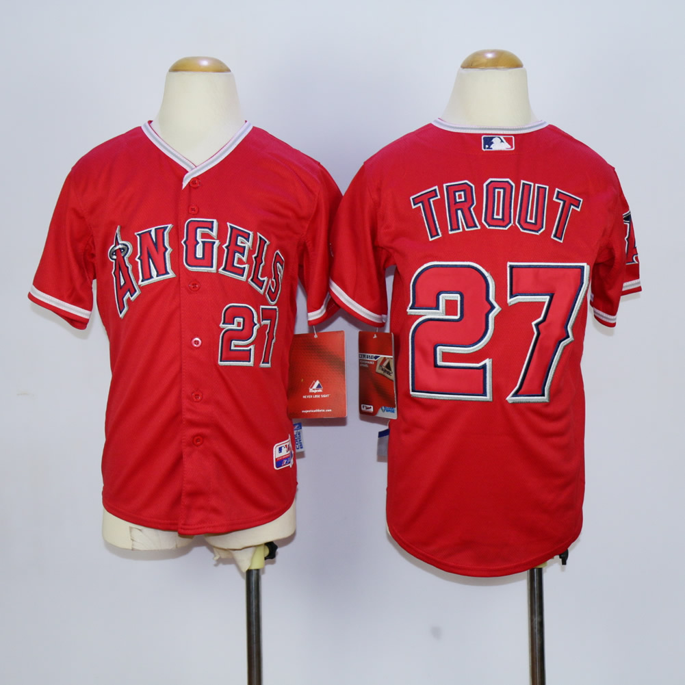 Youth Los Angeles Angels 27 Trout Red MLB Jerseys